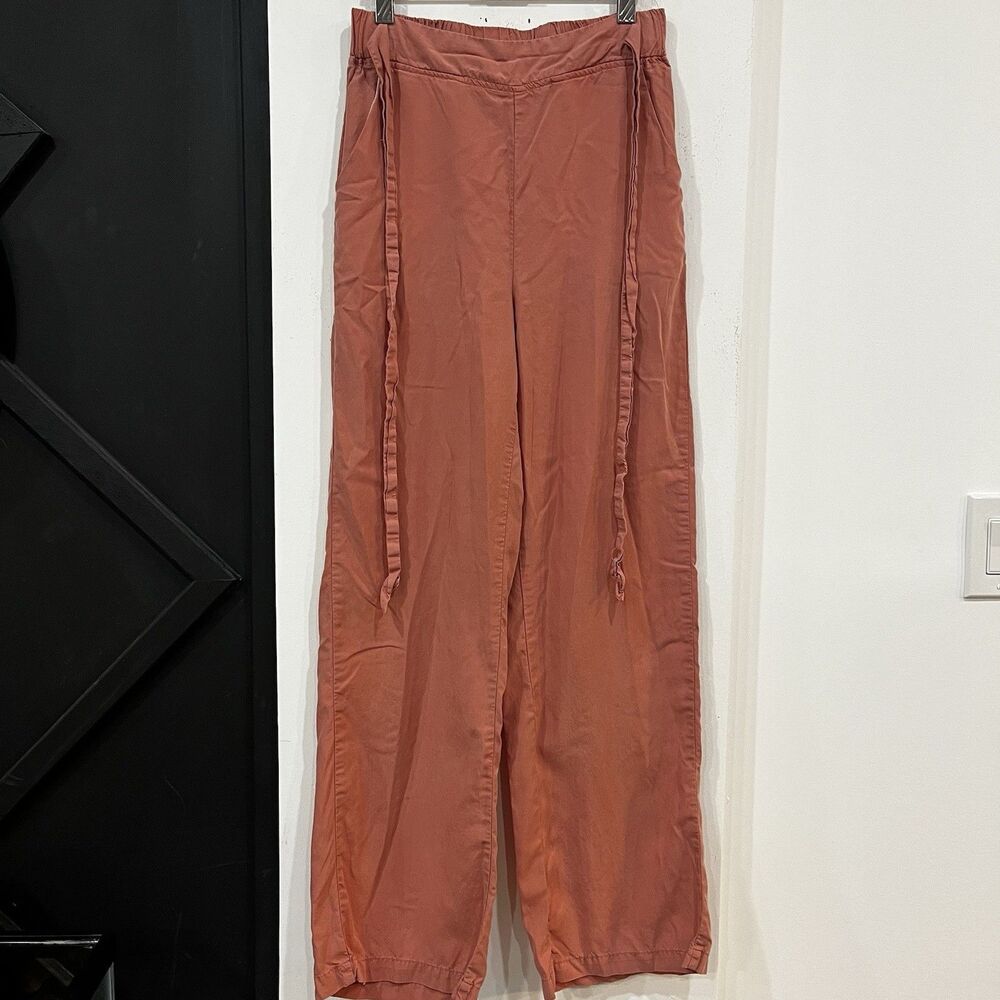 Thread & Supply Salmon Tie Waist Wide Leg Paperbag Pants Pockets Size Small